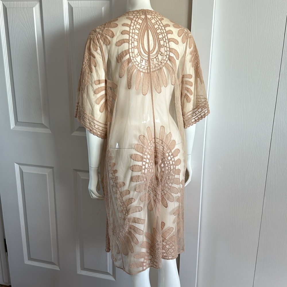 Rebellion Large tan/blush pink lace duster/cardigan/bathing suit cover